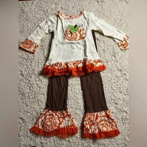 Girls Size 6 Pumpkin Matching Set by Ann Loren By Jess Kids